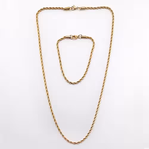 زنجیر طنابی عرض3میل استیل طلایی