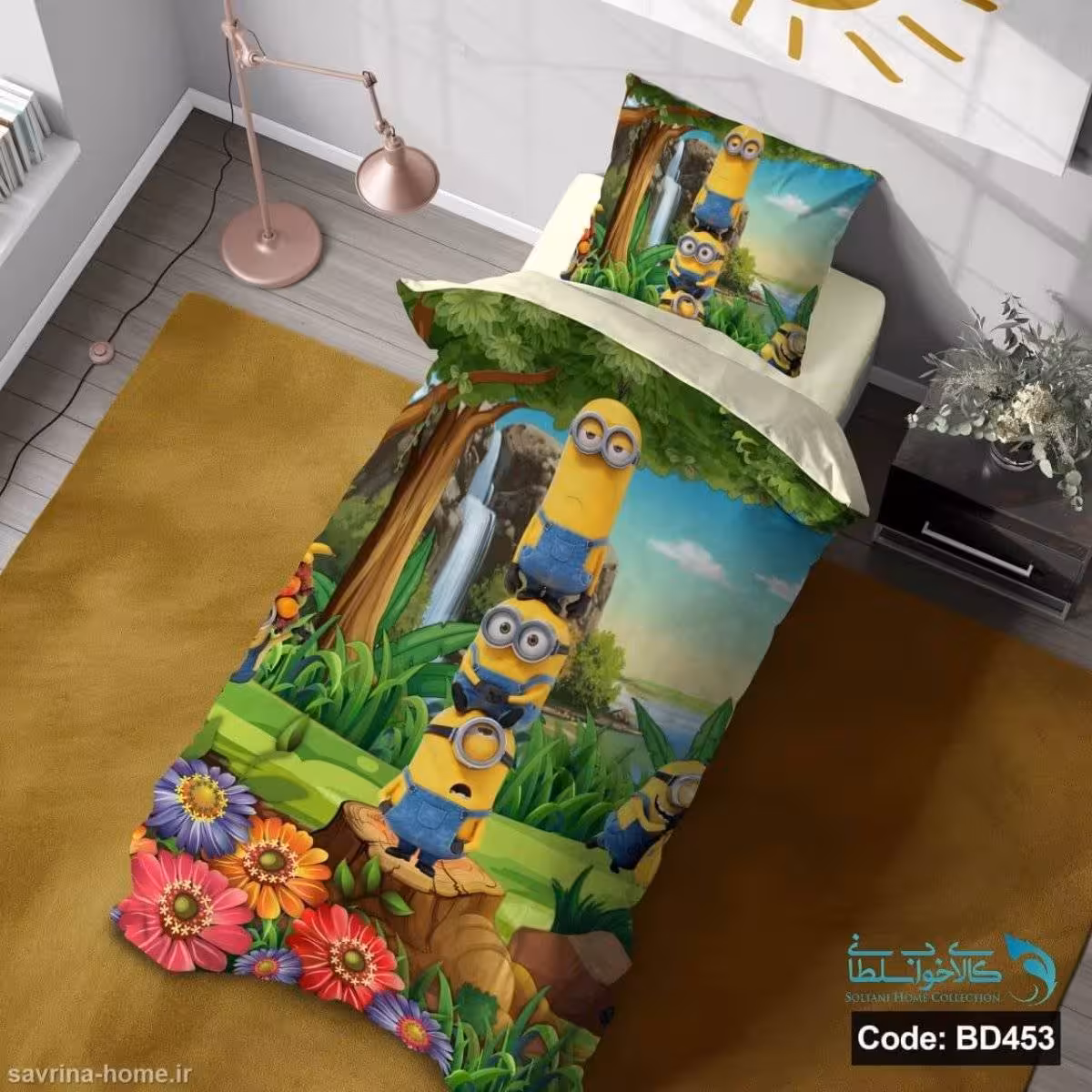 روتختی یک نفره سه بعدی طرح مینیون ها کد BD453 چهار تکه