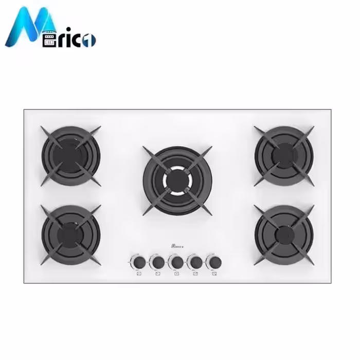 گاز رومیزی بیمکث کد 5080 پنج شعله شیشه سفید