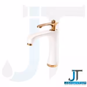 شیر روشویی اهرمی سفید طلایی آریانا (مدل ونیز)