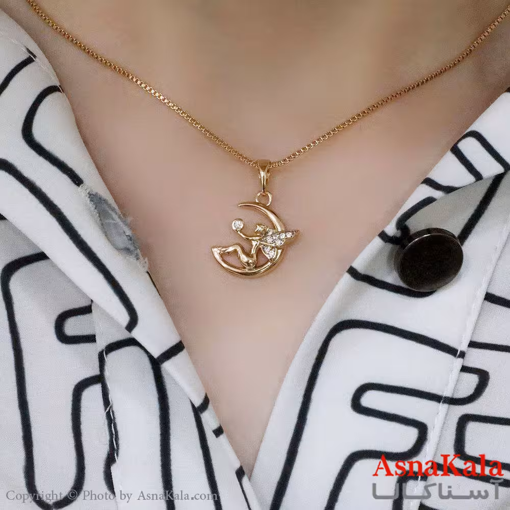 گردنبند زنانه ژوپینگ مدل فرشته در ماه کد GNB1699W -آسناکالا