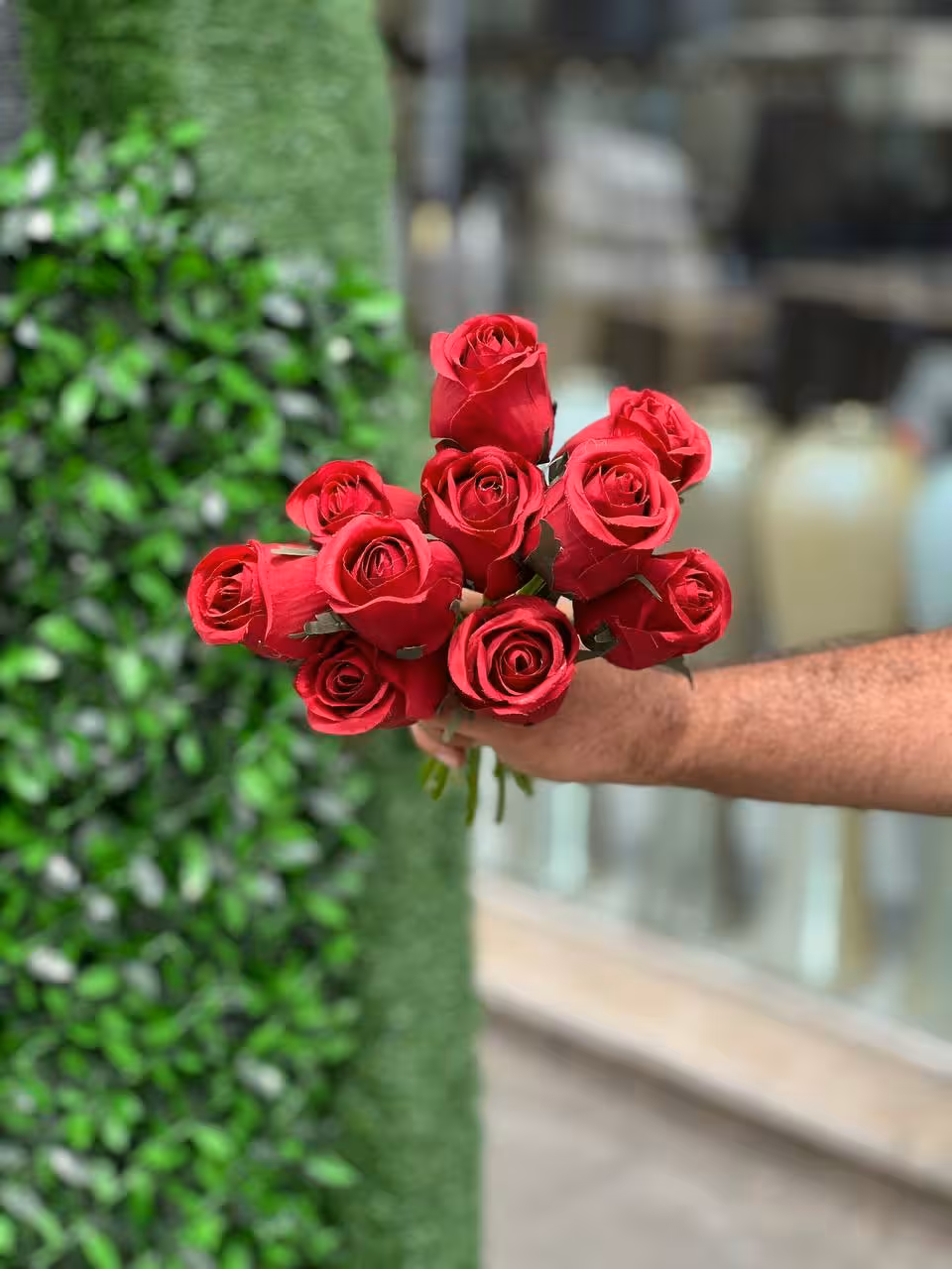 گل رز قرمز مصنوعی وارداتی 10عددی