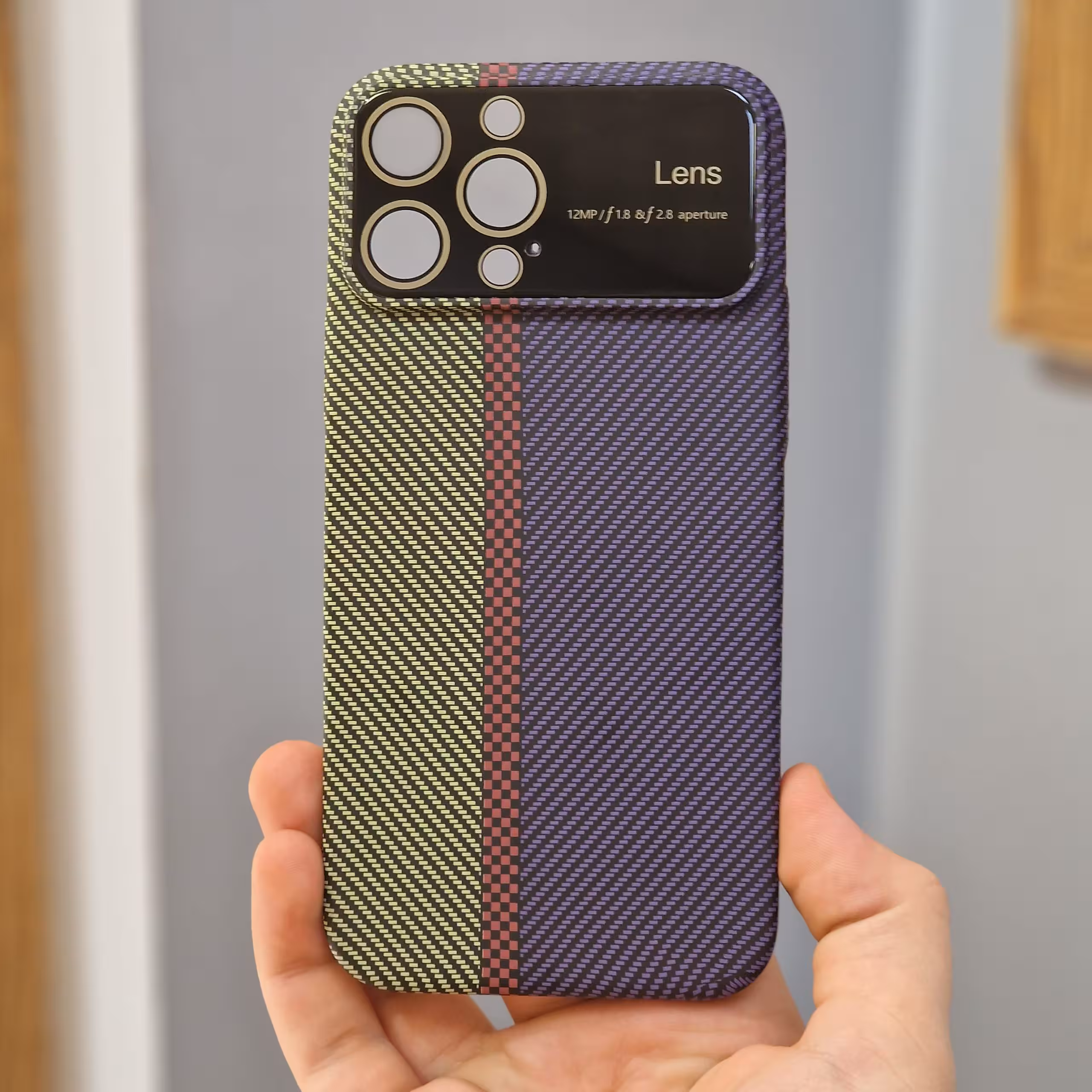 قاب آیفون 13 پرو مکس طرح دار محافظ لنز دار