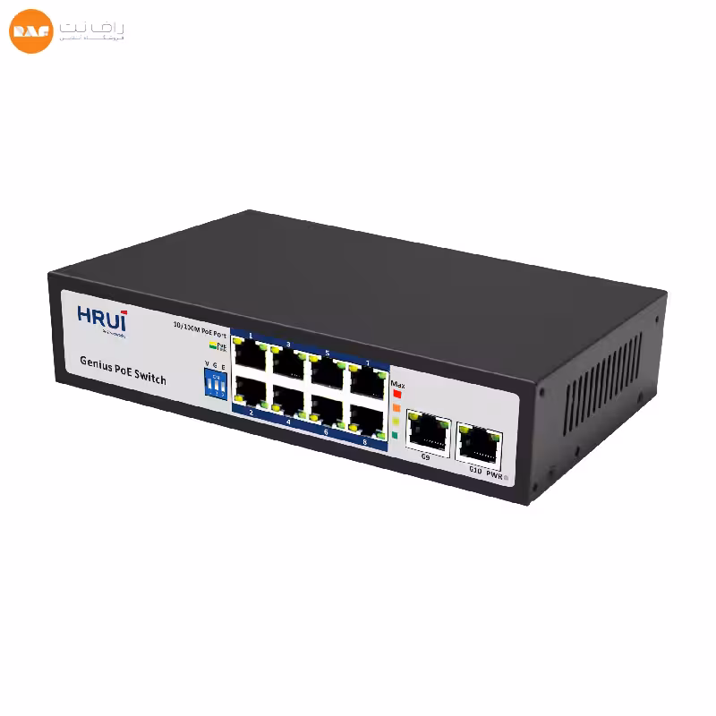 سوییچ 8 پورت PoE اچ آر یو آی مدل HR100-AF-82GN