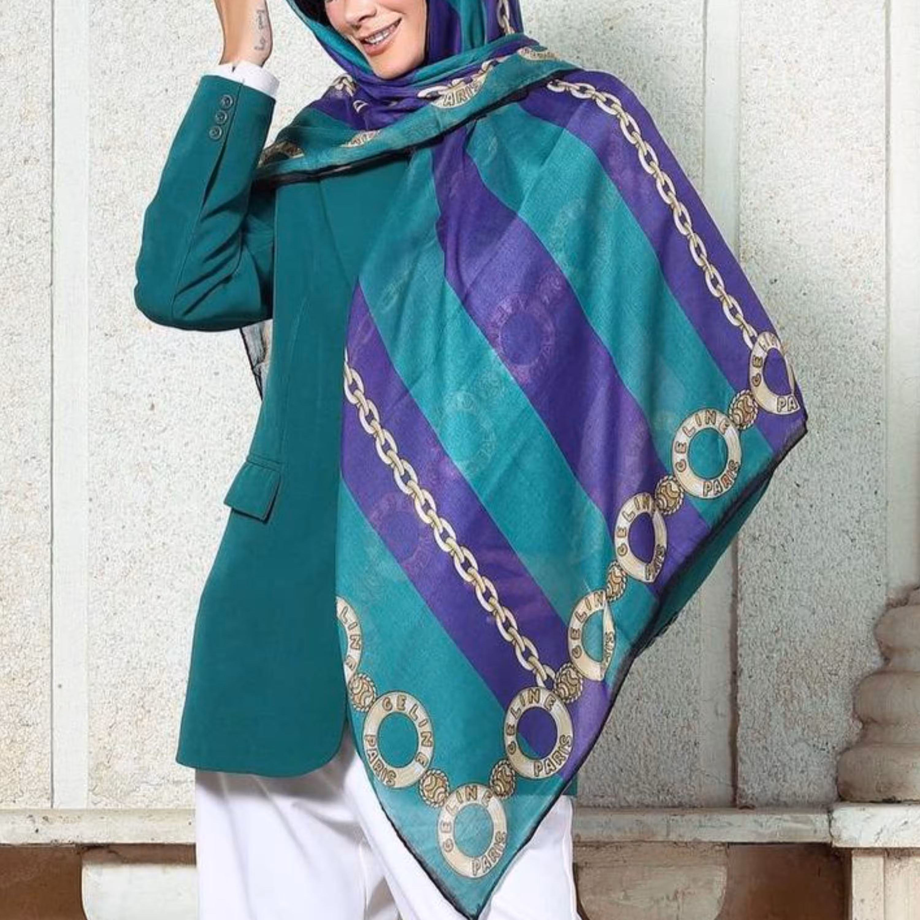 روسری نخی طرح زنجیری 2
