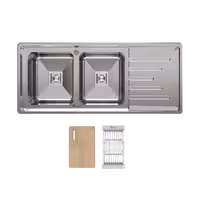 سینک ظرفشویی دو لگن توکار کد BS-4404 لگن چپ عمق سینی 4 سانت بیمکث