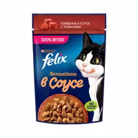 پوچ گربه فلیکس Felix با طعم گوشت گاو و گوجه در سس