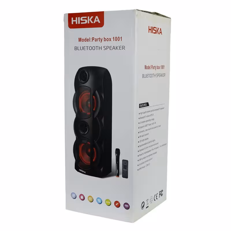 اسپیکر بلوتوثی هیسکا مدل PARTYBOX-1001 ا Hiska bluetooth speaker model PARTYBOX-1001