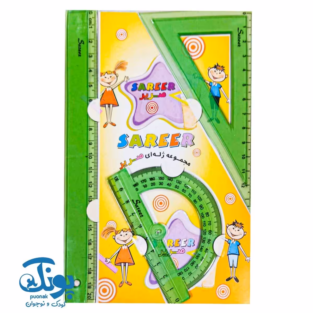 ست گونیا نقاله خط کش صریر 3 تکه