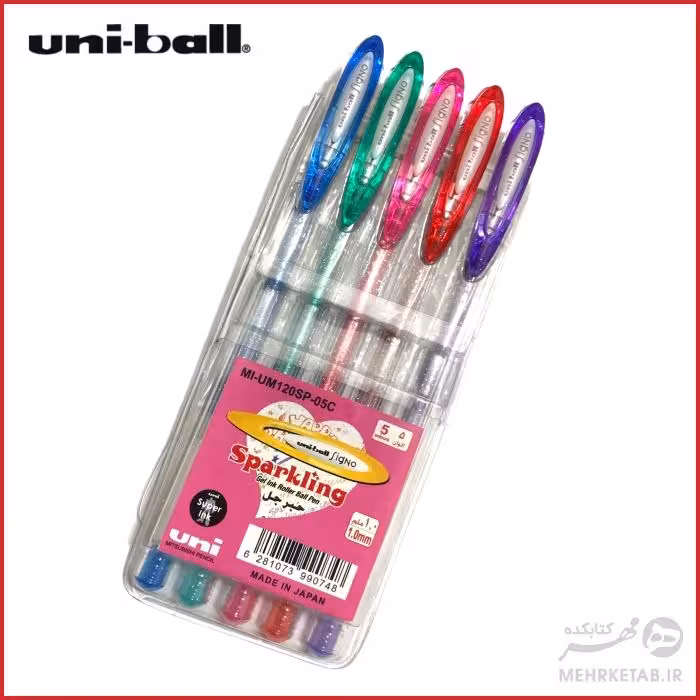 بسته پنج رنگ روان نویس اکلیلی ژله ای یونی بال uni-ball Signo  Sparkling pack of 5