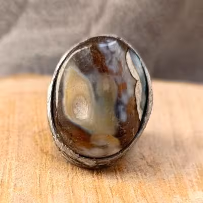 انگشتر نگین جزع سلطانی قواره دار