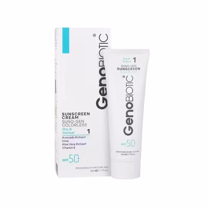 کرم ضد آفتاب بی رنگ پوست خشک و معمولی ژنوبایوتیک