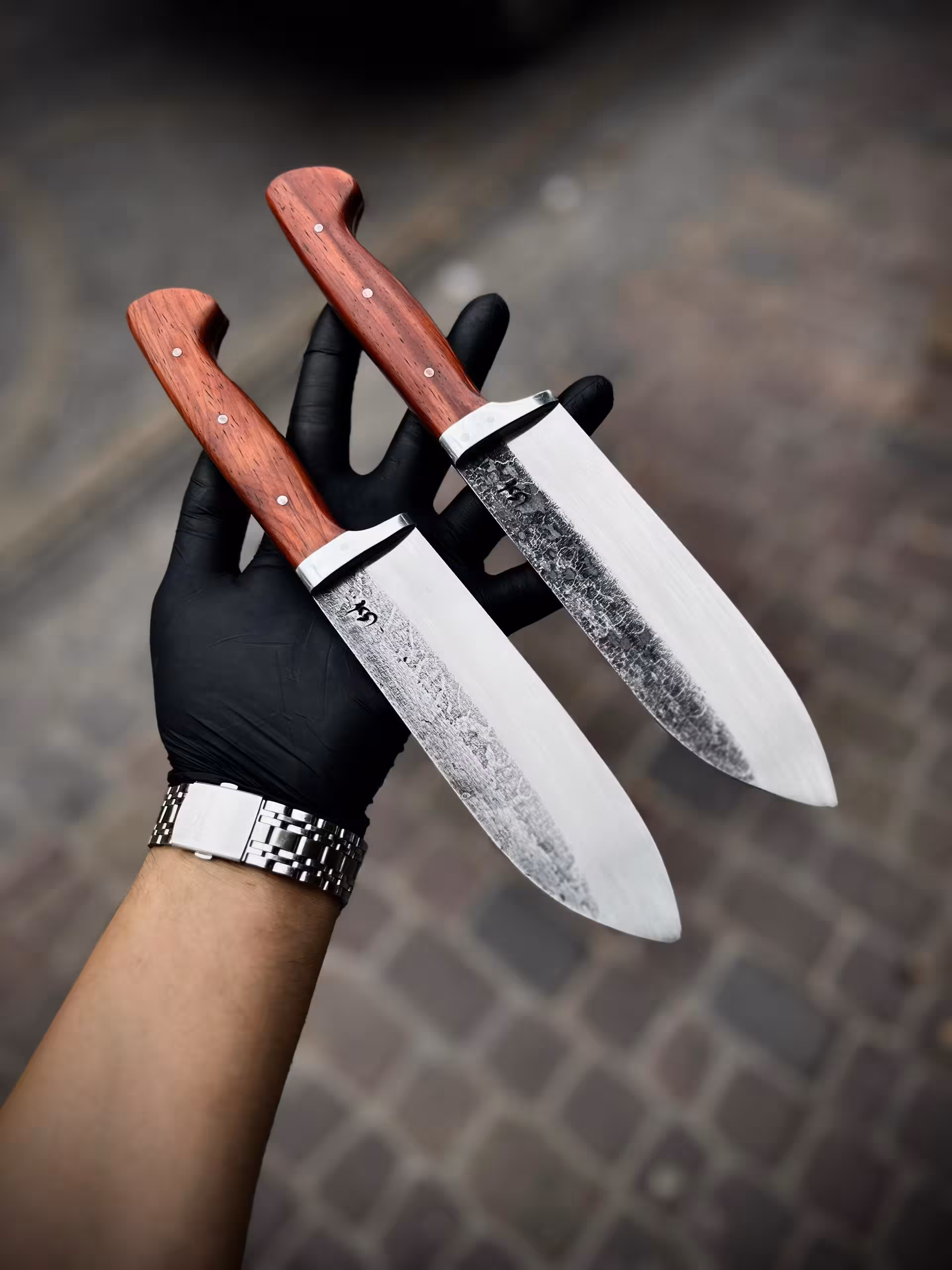 سلاخی پشت سیاه استاد فضلی دسته پادوک  تیغه فولادی