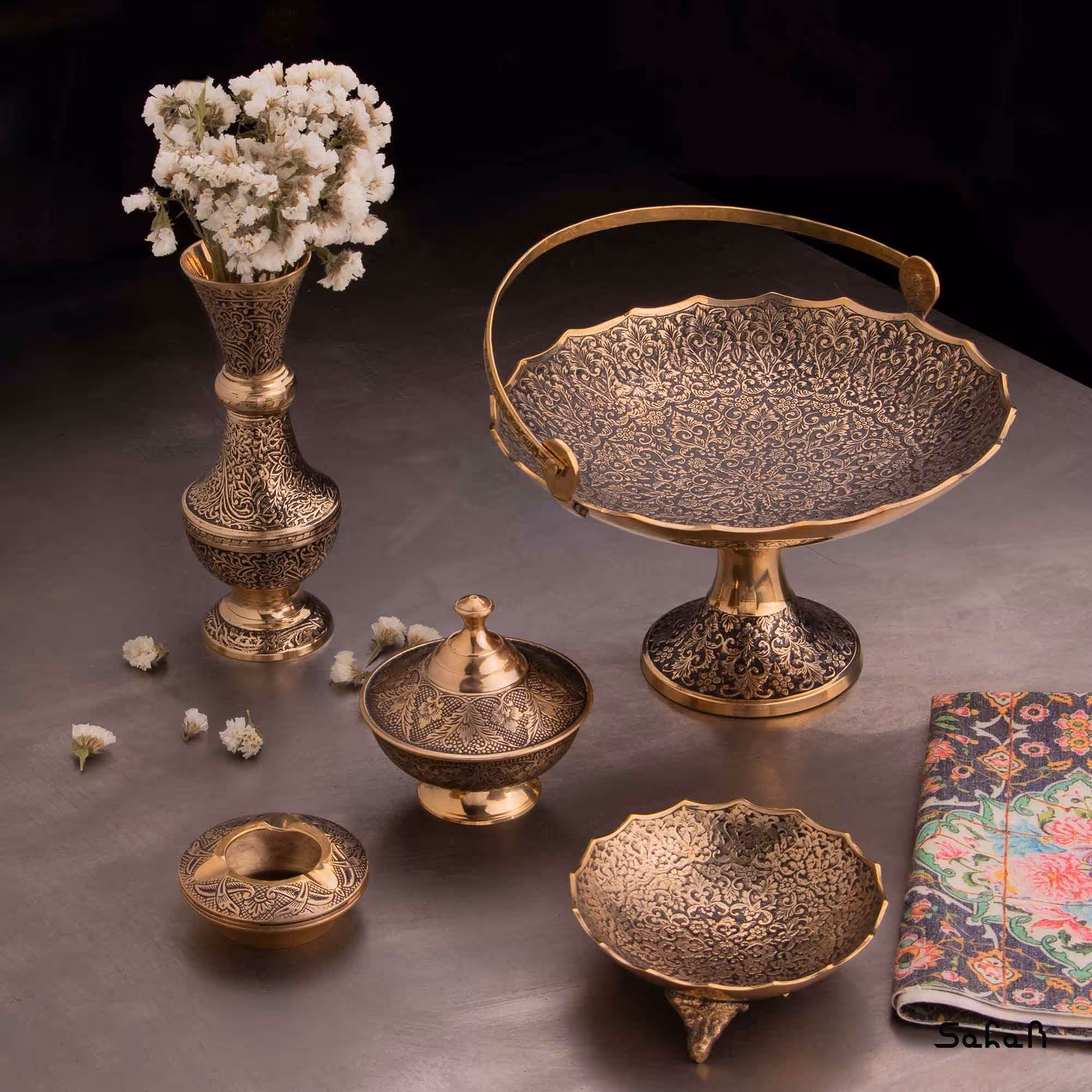 ست پذیرایی برنجی طلایی کد 030