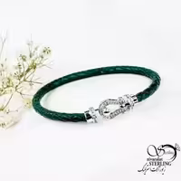 دستبند چرم (امگا) با پلاک استیل کد 18875