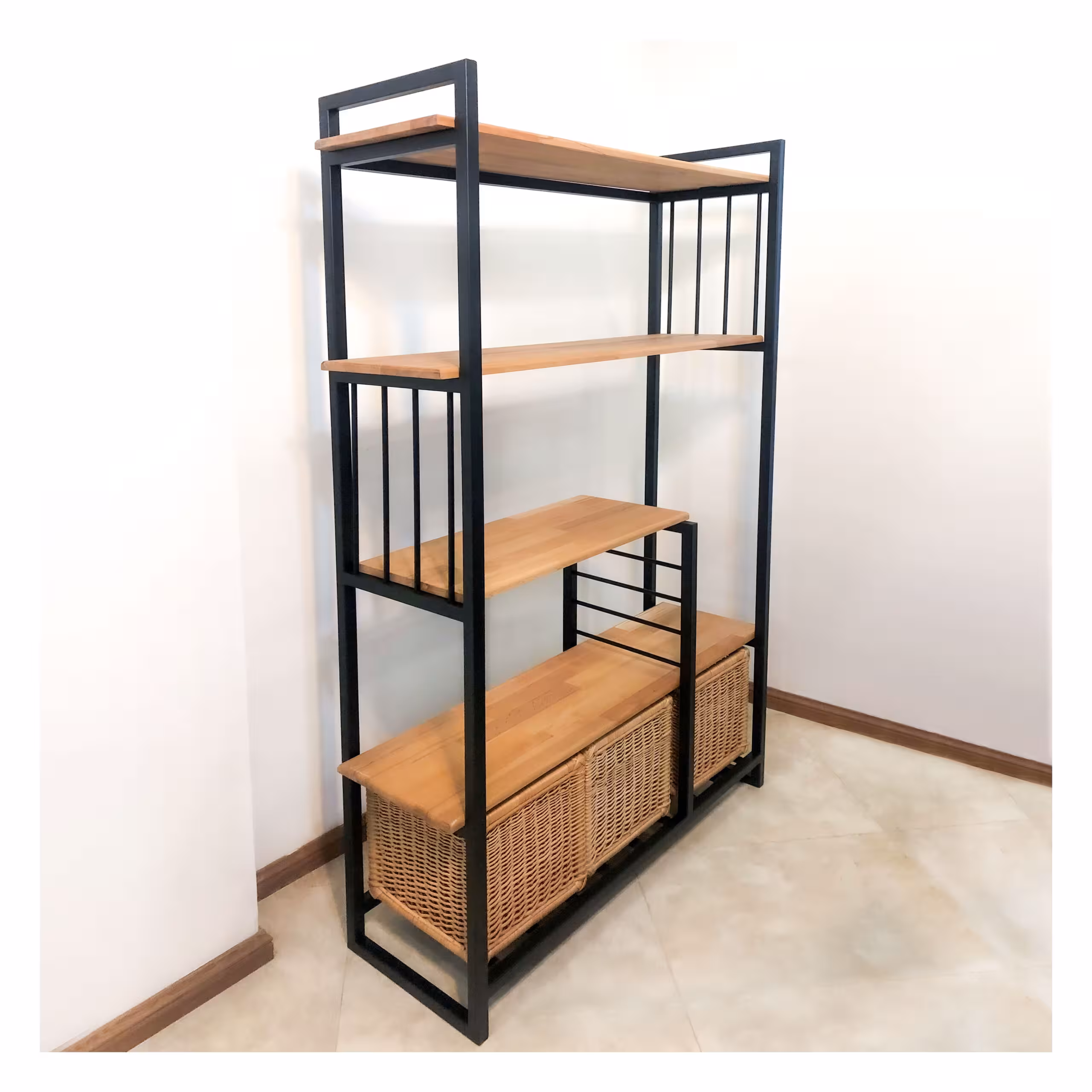 کتابخانه چهار طبقه کشو حصیری