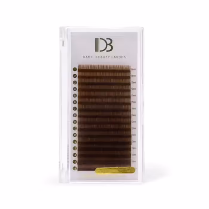 پالت مژه اکستنشن والیوم 16 لاین رنگی قهوه ای متوسط دی بی سایز میکس ضخامت 0.07 فر CC - فروشگاه میرکمالی