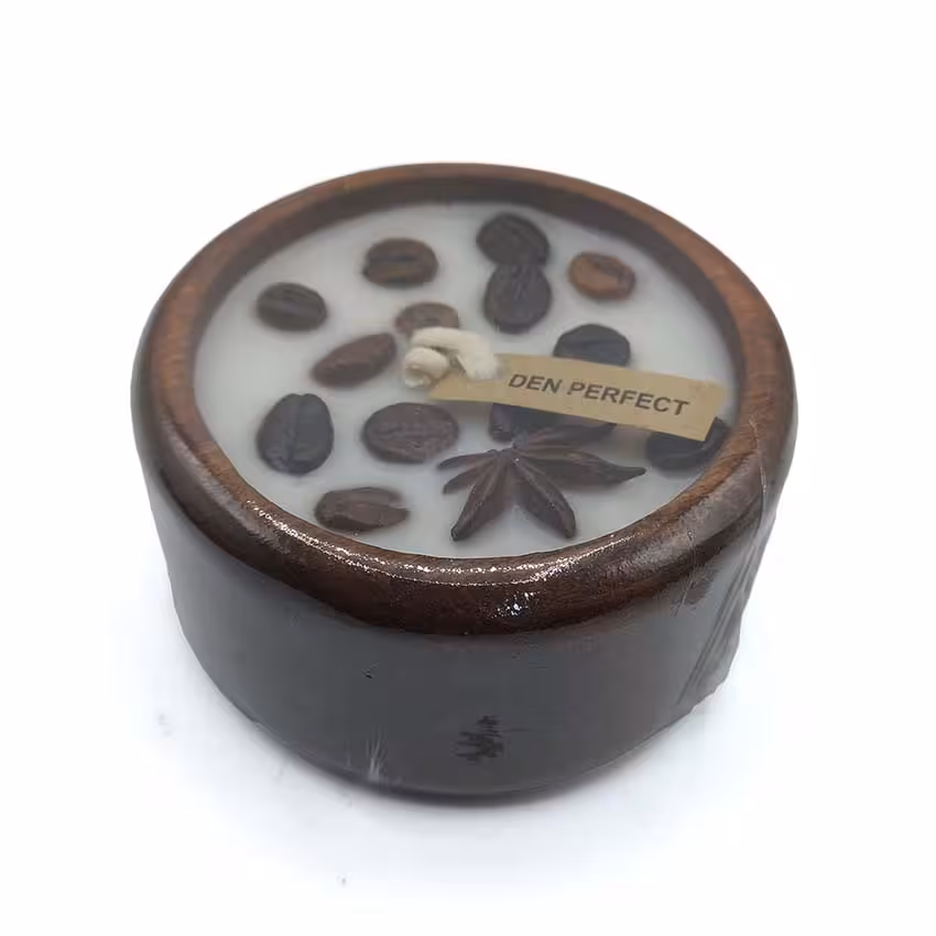 شمع طرح کاسه چوبی مدل دانه قهوه کد550081