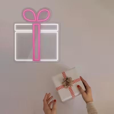 چراغ دیواری نئون دیزاین طرح Gift-Box_PN