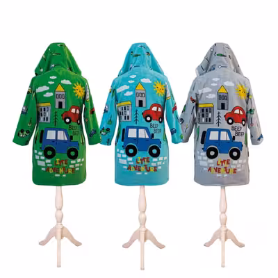 حوله پالتویی کودک پودایران مدل ترافیک سایز 100 سانتی‌متر