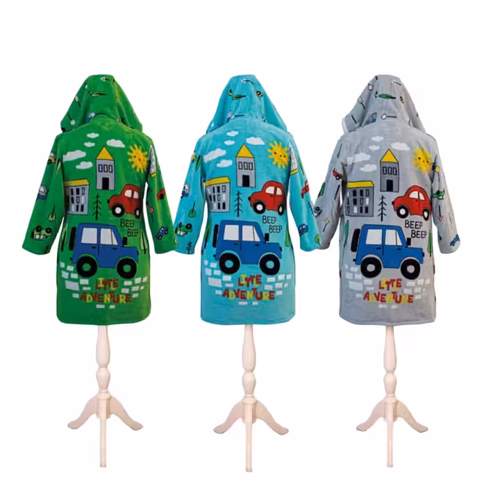 حوله پالتویی کودک پودایران مدل ترافیک سایز 100 سانتی‌متر