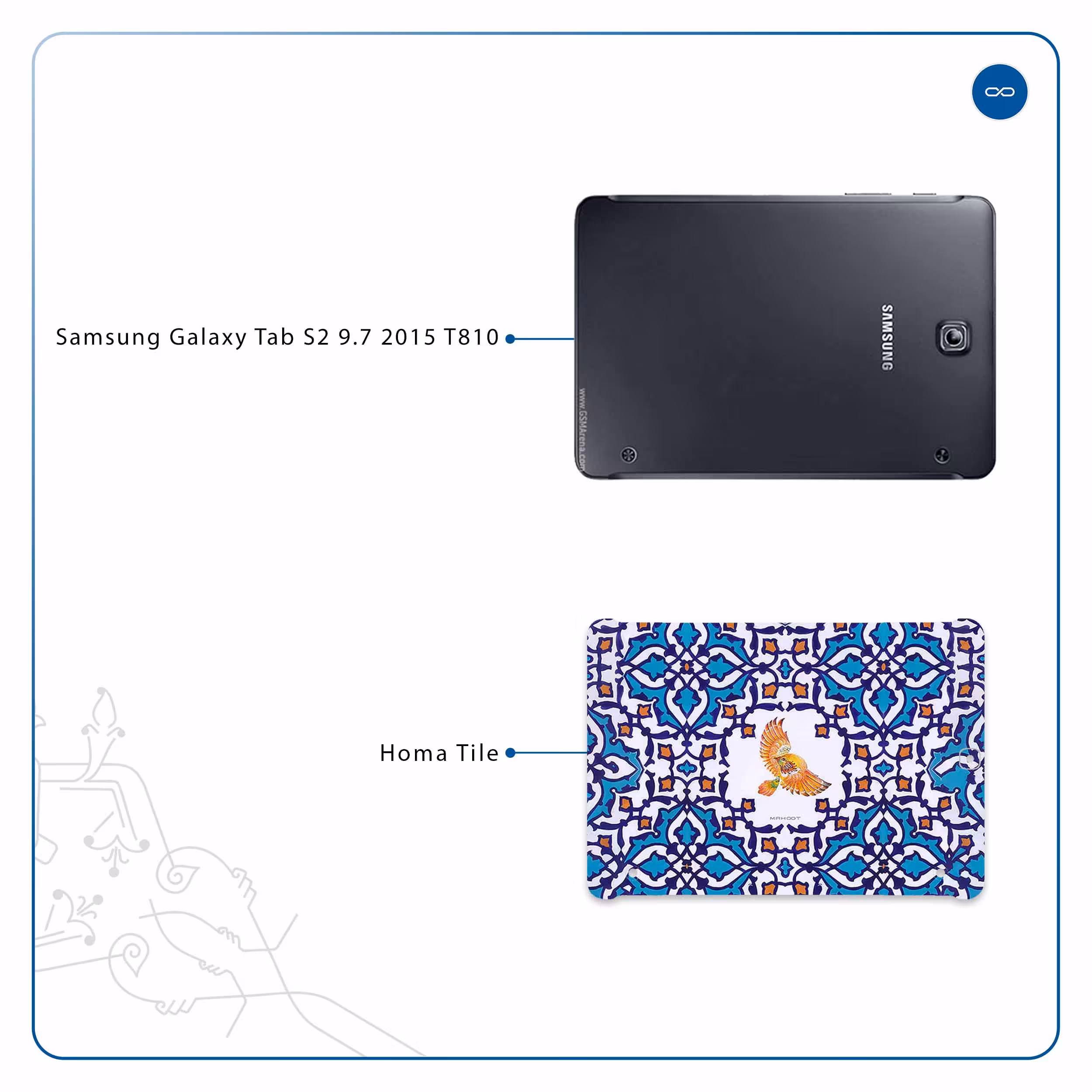 برچسب پوششی ماهوت مدل Homa Tile مناسب برای تبلت سامسونگ Galaxy Tab S2 9.7 2015 T810