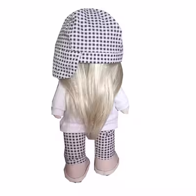 عروسک مدل دختر چهارخونه ارتفاع 35 سانتی متر