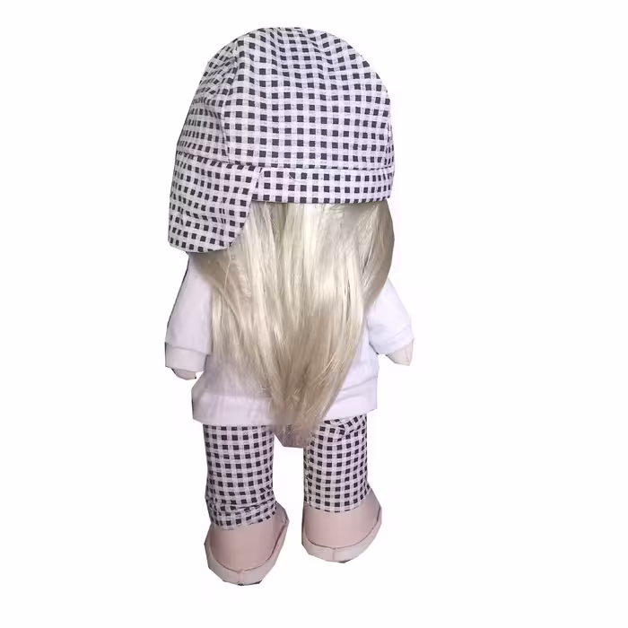 عروسک مدل دختر چهارخونه ارتفاع 35 سانتی متر