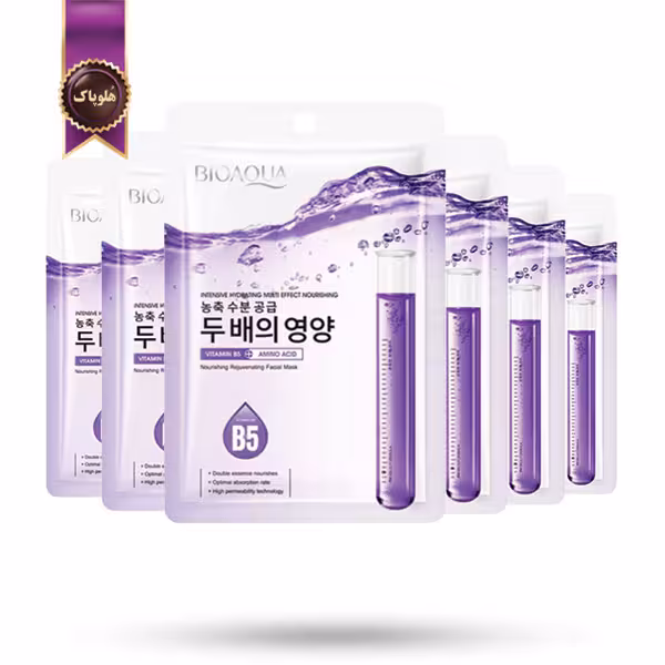 6 عدد ماسک صورت ورقه‌ ای بیو آکوا BIOAQUA مدل حاوی ویتامین بی 5 B5 پک 1 عددی (اورجینال)