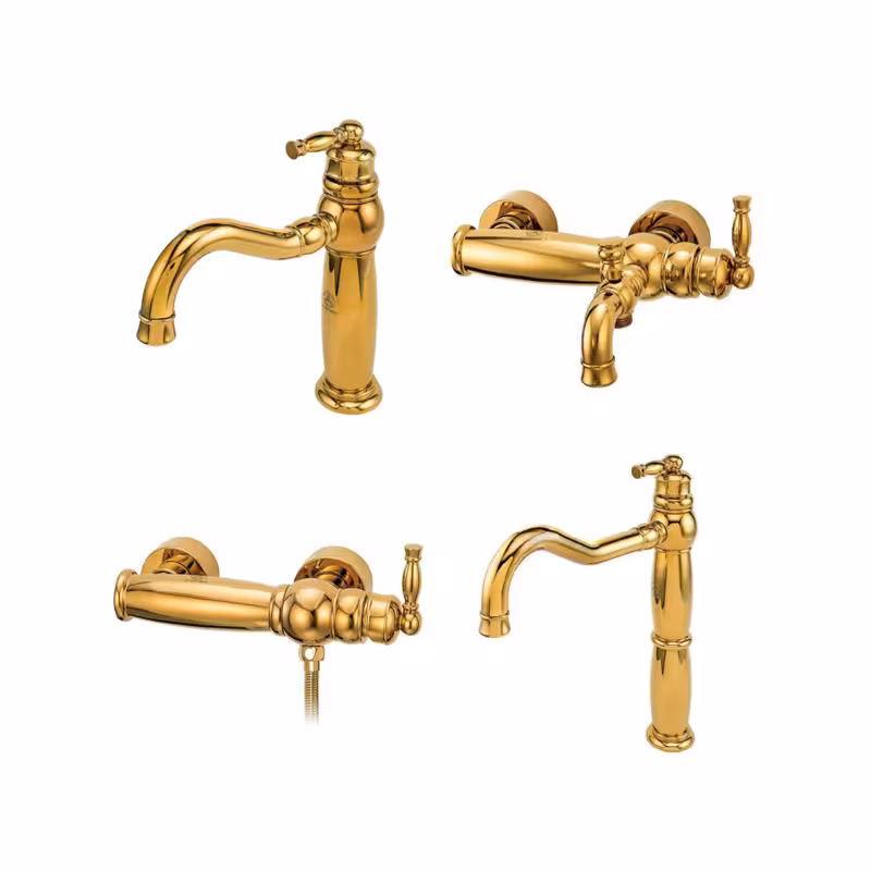 ست شیرآلات چهارتکه قهرمان مدل آنتیک طلایی