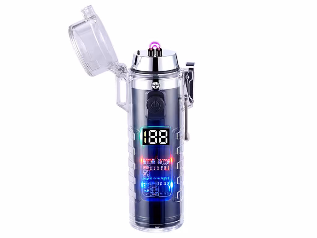 فندک الکتریکی شارژی دارای چراغ قوه Cylindrical Electric Lighter With Flashlight HB-256