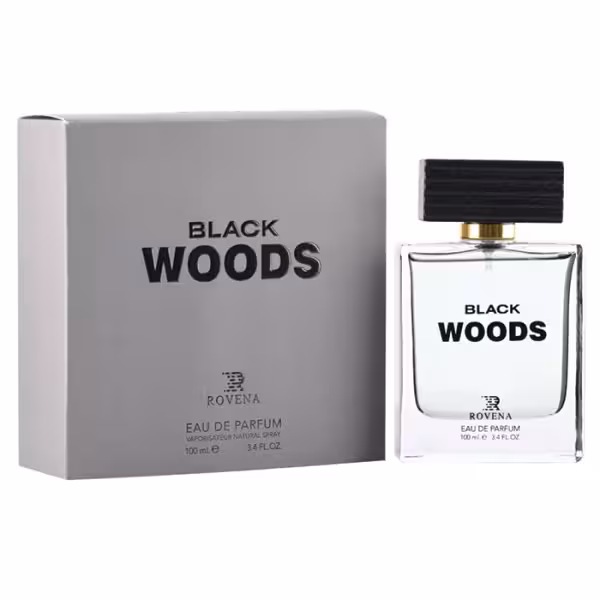 عطر مردانه روونا (Rovena) مدل وود بلک (Wood black) حجم 100 میلی لیتر | Rovena Wood black Eau De Parfum For Men 100 ml