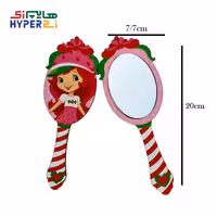 آینه دستی چوبی فانتزی طرح دختر توت فرنگی