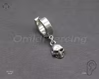 پیرسینگ آویزدار طرح جمجمه، رنگ نقره ای کد EStRHg Skull