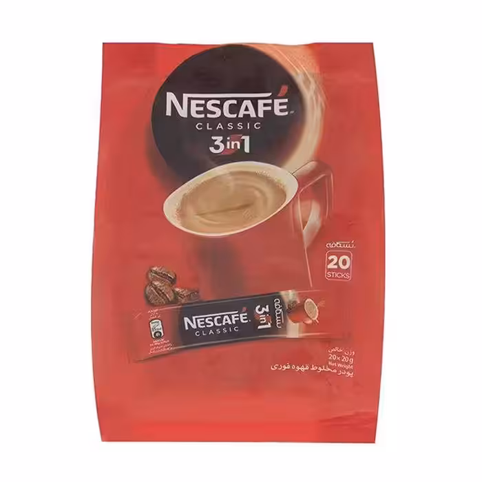 پودر قهوه کلاسیک 3 در 1 نسکافه بسته 20 عددی