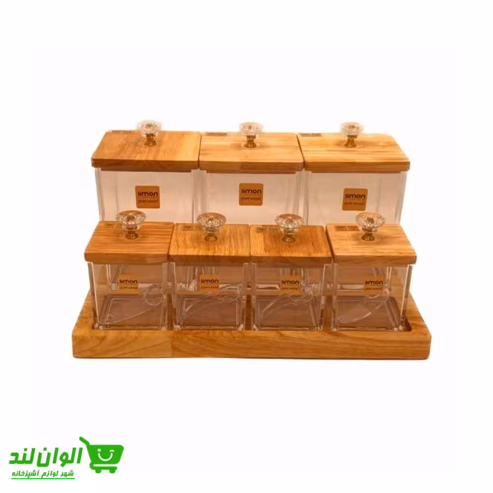 ست بانکه ادویه کفه دار لیمون مدل چوبی کد 39201