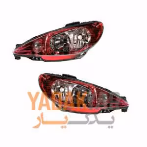 چراغ اسپرت پژو 206 جلو جفت طرح کروم آلبالویی