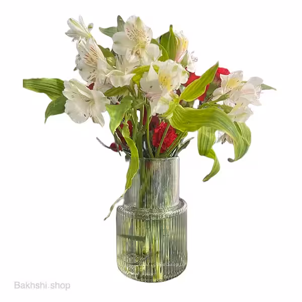 گلدان شفاف شیشه ای طرح خط دار