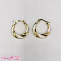خرید گوشواره حلقه‌ ای فانتزی رنگی سفید و طلایی کد 90
