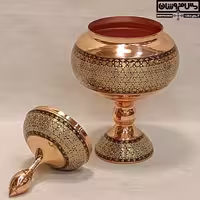 آجیل خوری مس خاتم کاری پایه دار دستساز نانو زنجان مدل کالو