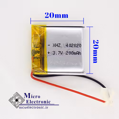باتری لیتیوم پلیمر 200mAh ابعاد 402020