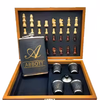 هیپفلاسک (قمقمه جیبی) و جعبه چوبی شطرنج مدل آبوت 270cc کد a560542