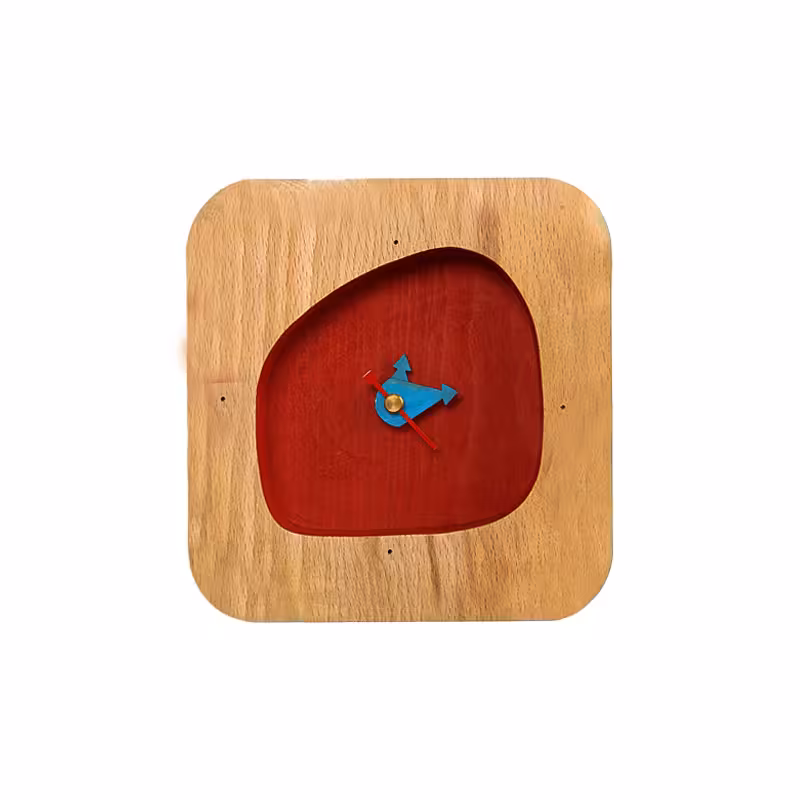 ساعت رومیزی  پرکار چوبی ساده (قرمز)