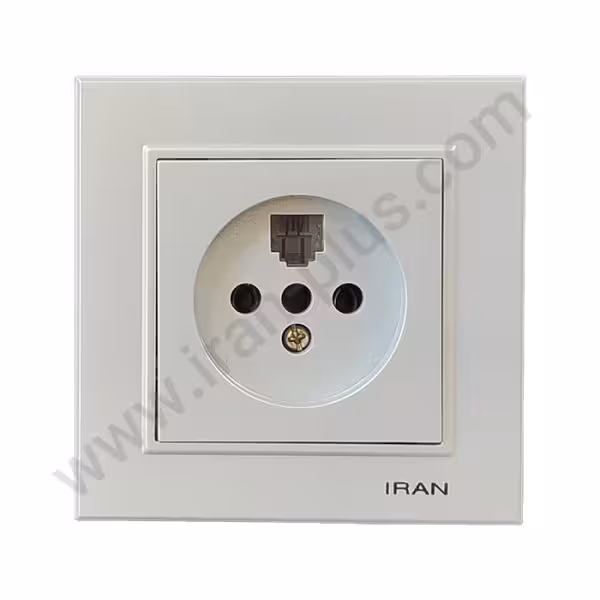 پریز تلفن دوکاره مدل برلیان رنگی نقره ای