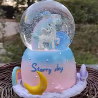 گوی  پمپی و موزیکال و چراغدار بزرگ پایه چرخان طرح یونیکورن