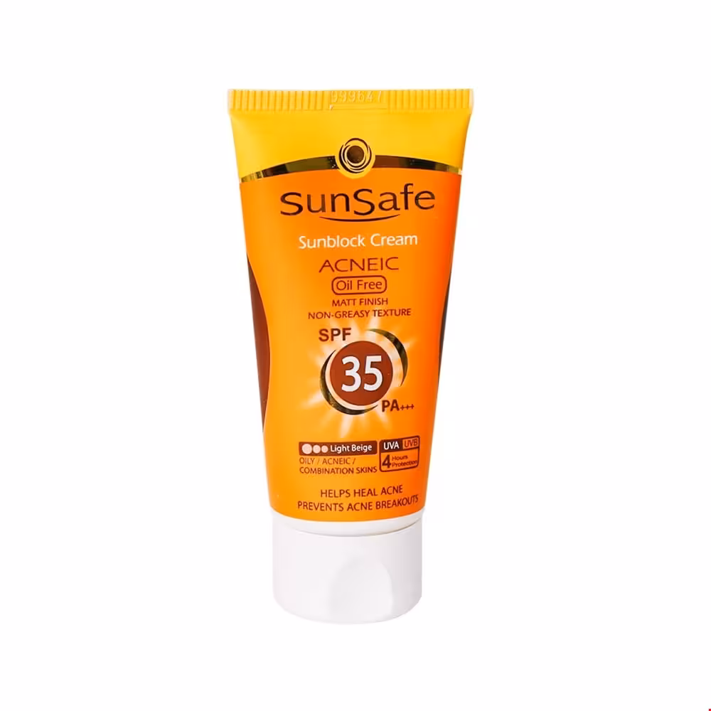 کرم ضد آفتاب SPF35 مناسب پوست های چرب و آکنه ای سان سیف 50 میلی لیتری