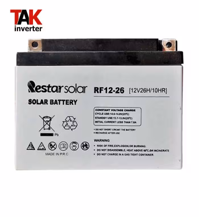 باتری خورشیدی 26 آمپر 12 ولت سید لید اسید برند Restar Solar