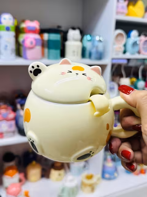 ماگ سرامیکی مدل گربه زرد