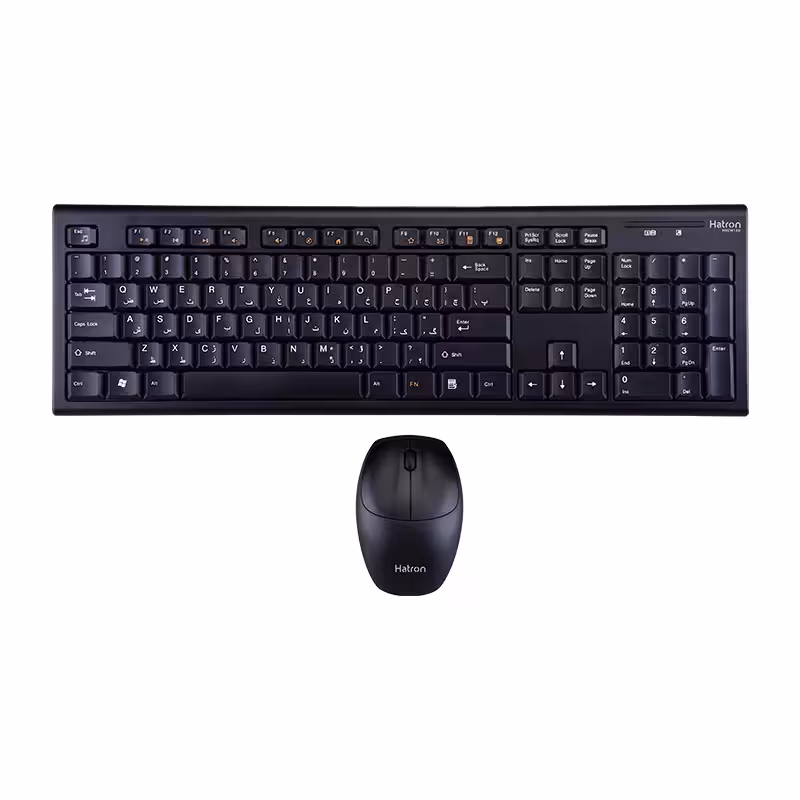 کیبورد و ماوس بی سیم هترون مدل HKCW130، سوییچ ممبران، Full-Size