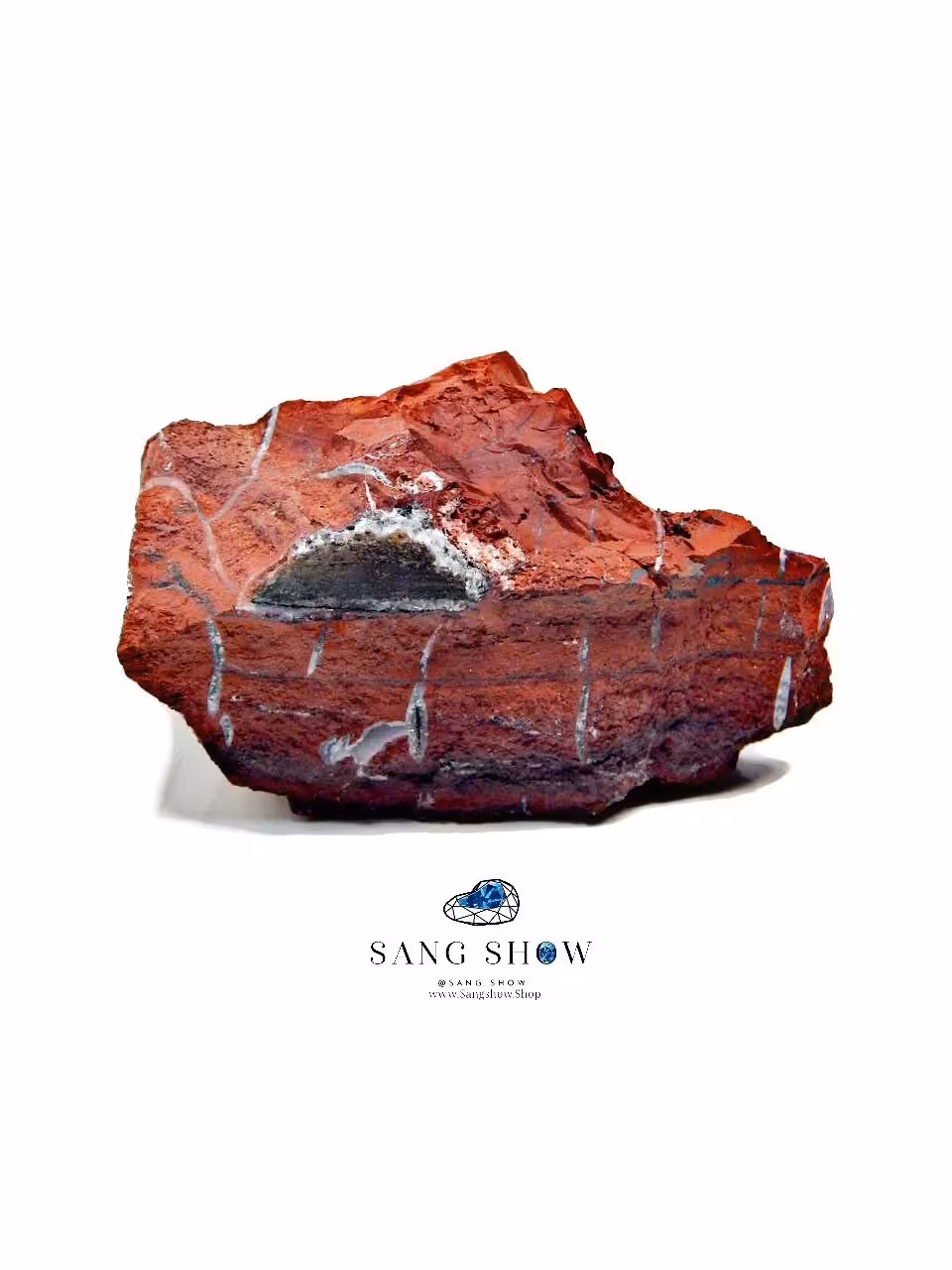 سنگ جاسپر زیبا با رگه کوارتز شکری نمونه استثنایی و اصل و معدنی S1416